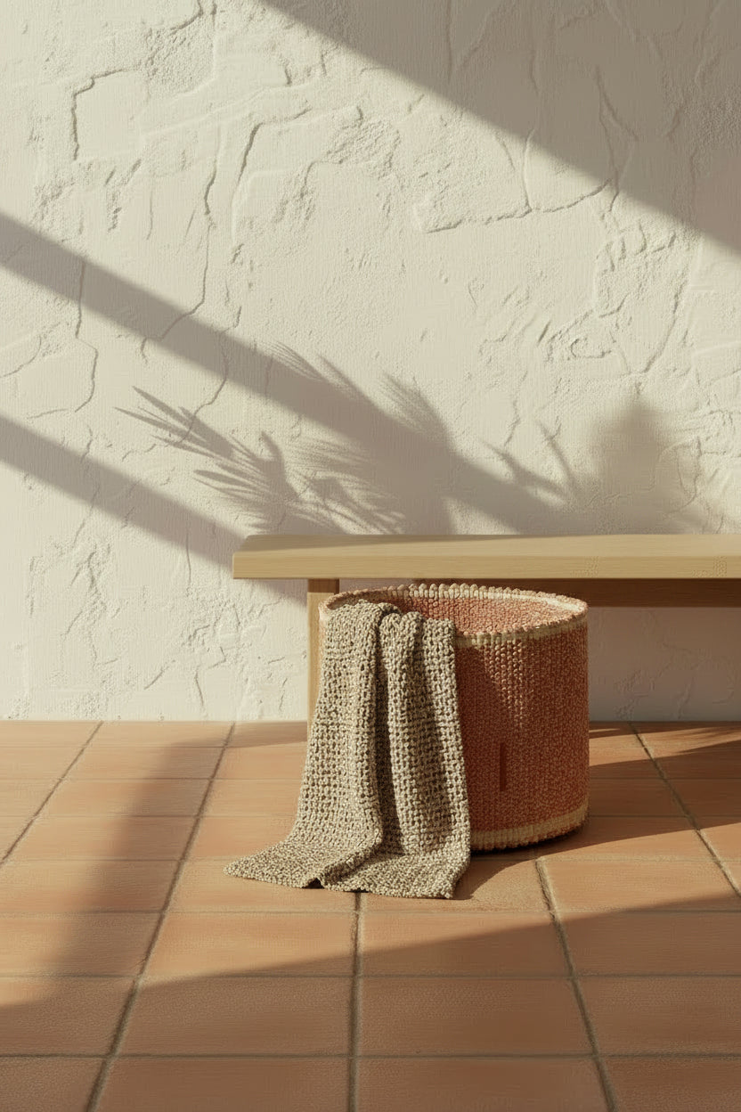Handwoven Basket – Vertical Terracotta