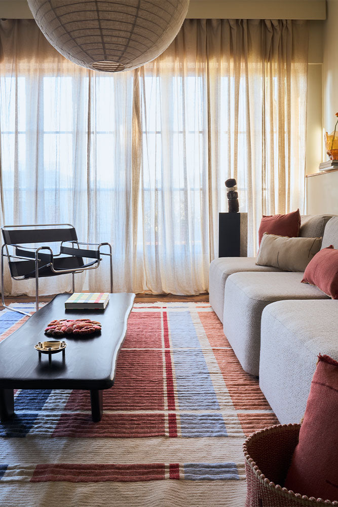 Tapis Tissé Main - Colonnes Multicolores