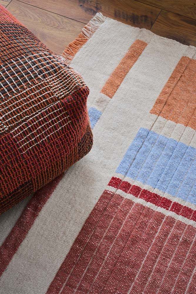 Tapis Tissé Main - Colonnes Multicolores