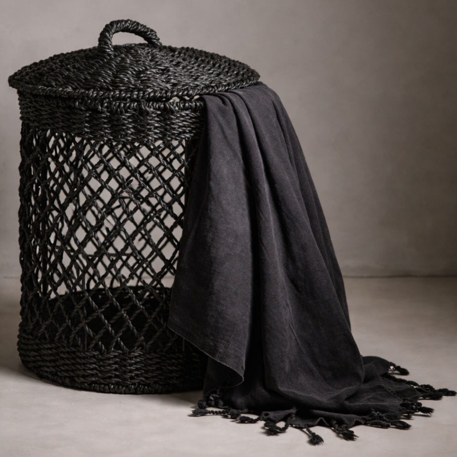 Woven Storage Basket — Black